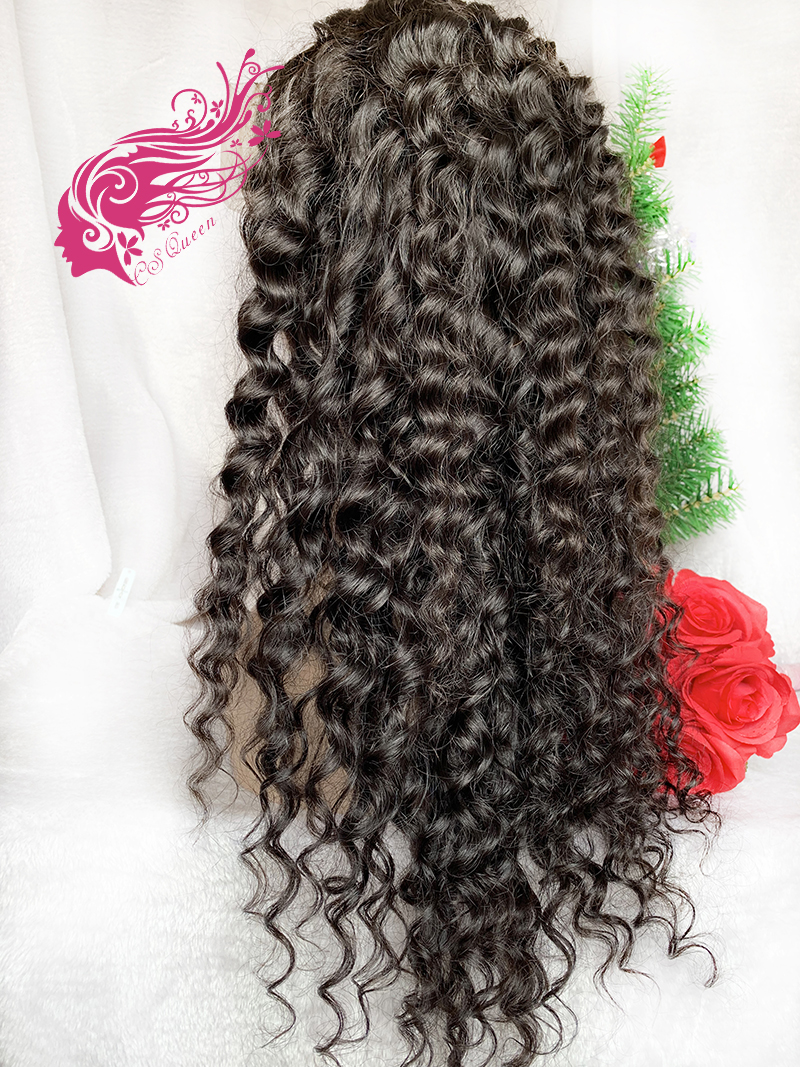 Csqueen Mink hair Loose Curly 4*4 Transparent Lace Closure wig 100% human hair 130%density wigs